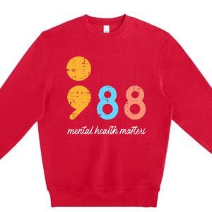 Mental Health Semicolon 98 Depression Awareness Premium Crewneck Sweatshirt