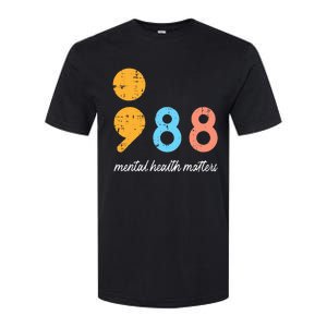 Mental Health Semicolon 98 Depression Awareness Softstyle CVC T-Shirt