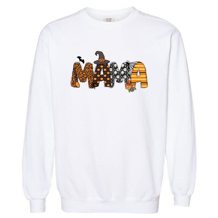 Mama Halloween Spooky Season Family Matching Garment-Dyed Sweatshirt