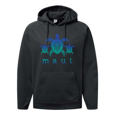 Maui Hawaii Sea Turtles Hawaiian Scuba Diving Souvenir Performance Fleece Hoodie