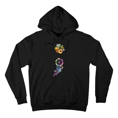 Mental Health Semicolon Flower Mental Health Awareness Hoodie