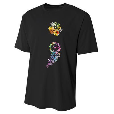 Mental Health Semicolon Flower Mental Health Awareness Performance Sprint T-Shirt