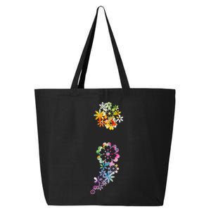 Mental Health Semicolon Flower Mental Health Awareness 25L Jumbo Tote