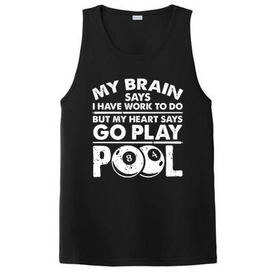 My Heart Says Go Play Pool Gift Funny Billiard 8 Ball Player Gift PosiCharge Competitor Tank