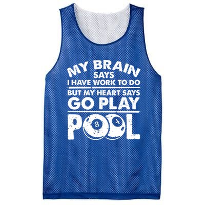 My Heart Says Go Play Pool Gift Funny Billiard 8 Ball Player Gift Mesh Reversible Basketball Jersey Tank