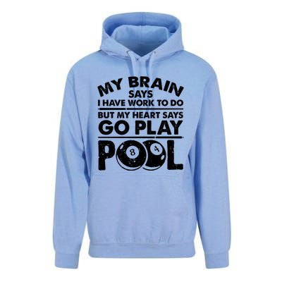 My Heart Says Go Play Pool Gift Funny Billiard 8 Ball Player Gift Unisex Surf Hoodie