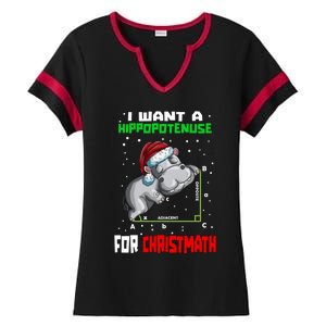 Math Hippopotamus Saying I Want A Hippopotenuse For Gift Ladies Halftime Notch Neck Tee