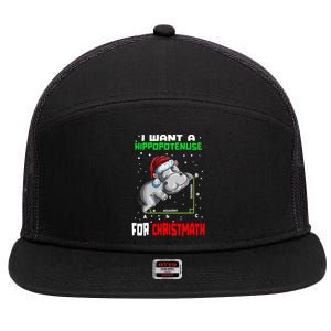 Math Hippopotamus Saying I Want A Hippopotenuse For Gift 7 Panel Mesh Trucker Snapback Hat