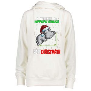 Math Hippopotamus Saying I Want A Hippopotenuse For Gift Womens Funnel Neck Pullover Hood