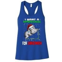 Math Hippopotamus Saying I Want A Hippopotenuse For Gift Women's Racerback Tank