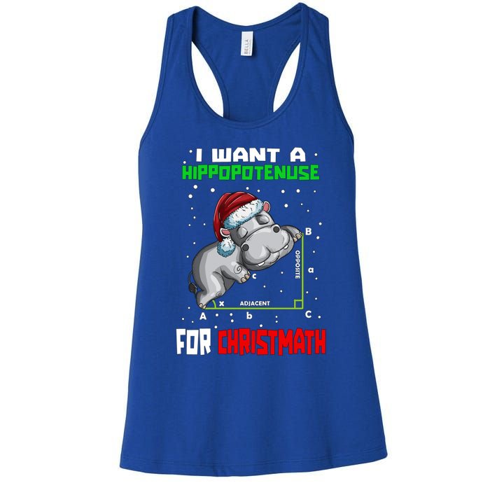 Math Hippopotamus Saying I Want A Hippopotenuse For Gift Women's Racerback Tank