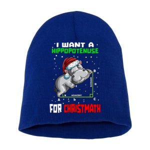 Math Hippopotamus Saying I Want A Hippopotenuse For Gift Short Acrylic Beanie