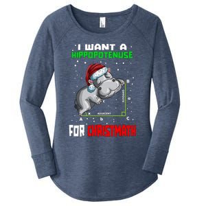 Math Hippopotamus Saying I Want A Hippopotenuse For Gift Women's Perfect Tri Tunic Long Sleeve Shirt