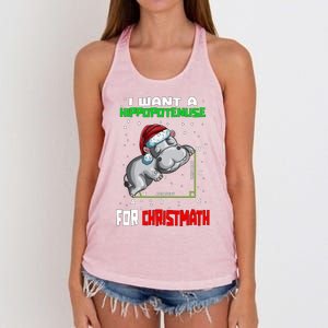 Math Hippopotamus Saying I Want A Hippopotenuse For Gift Women's Knotted Racerback Tank