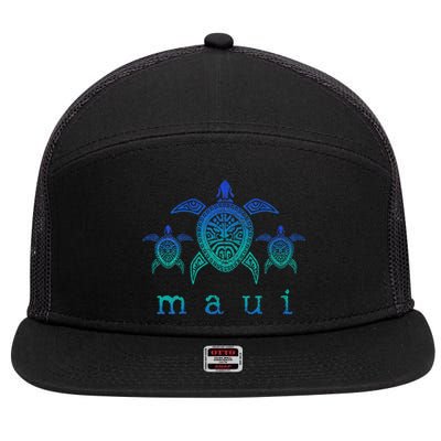 Maui Hawaii Sea Turtles Hawaiian Scuba Diving 7 Panel Mesh Trucker Snapback Hat