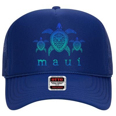 Maui Hawaii Sea Turtles Hawaiian Scuba Diving High Crown Mesh Back Trucker Hat