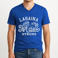 Maui Hawaii Shoreline Supportive Golden Maui Strong Lahaina Banyan Tree V-Neck T-Shirt