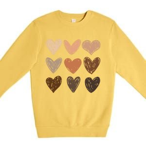 Melanin Hearts Social Justice Equality Bhm Juneteenth Meaningful Gift Premium Crewneck Sweatshirt