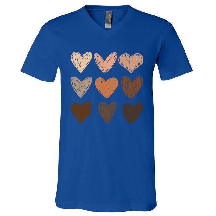 Melanin Hearts Social Justice Equality Bhm Juneteenth Meaningful Gift V-Neck T-Shirt