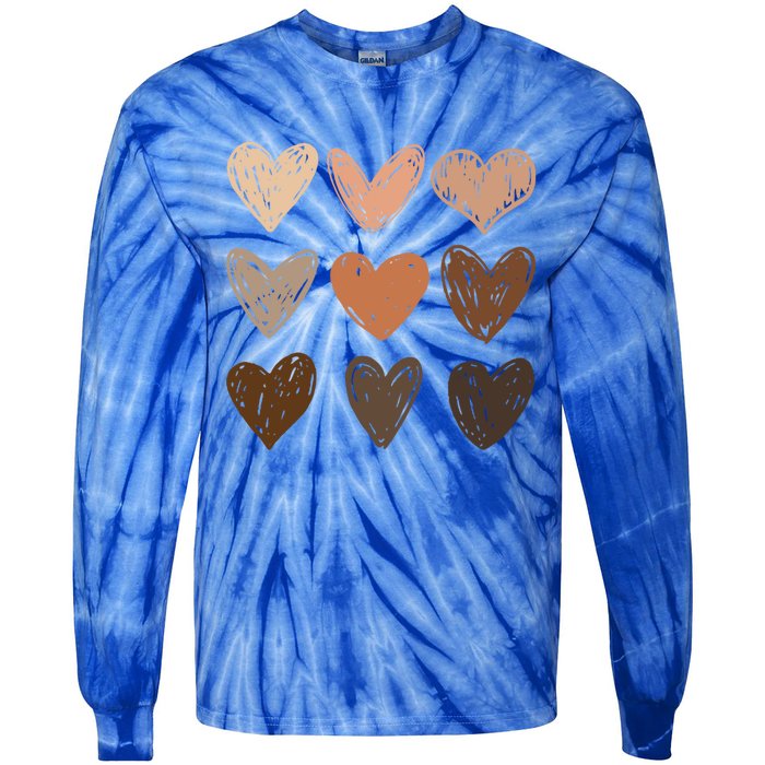 Melanin Hearts Social Justice Equality Bhm Juneteenth Meaningful Gift Tie-Dye Long Sleeve Shirt