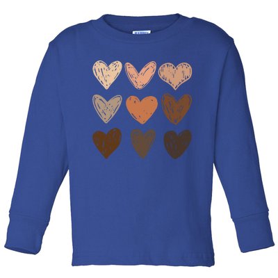 Melanin Hearts Social Justice Equality Bhm Juneteenth Meaningful Gift Toddler Long Sleeve Shirt