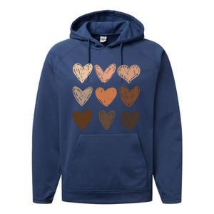 Melanin Hearts Social Justice Equality Bhm Juneteenth Meaningful Gift Performance Fleece Hoodie