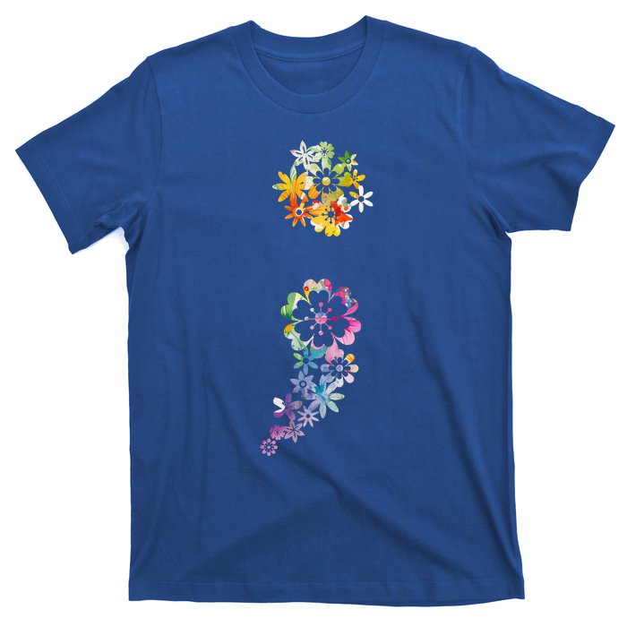 Mental Health Semicolon Flower T-Shirt