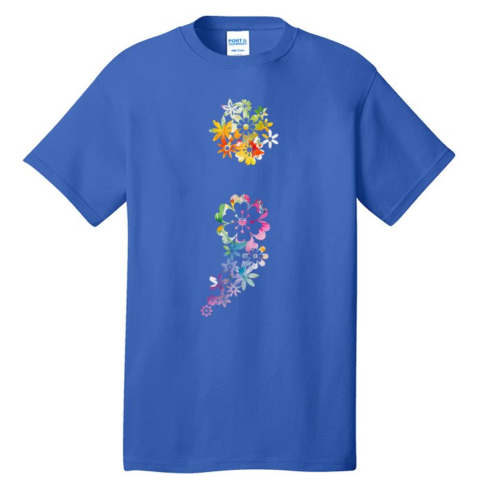 Mental Health Semicolon Flower Tall T-Shirt