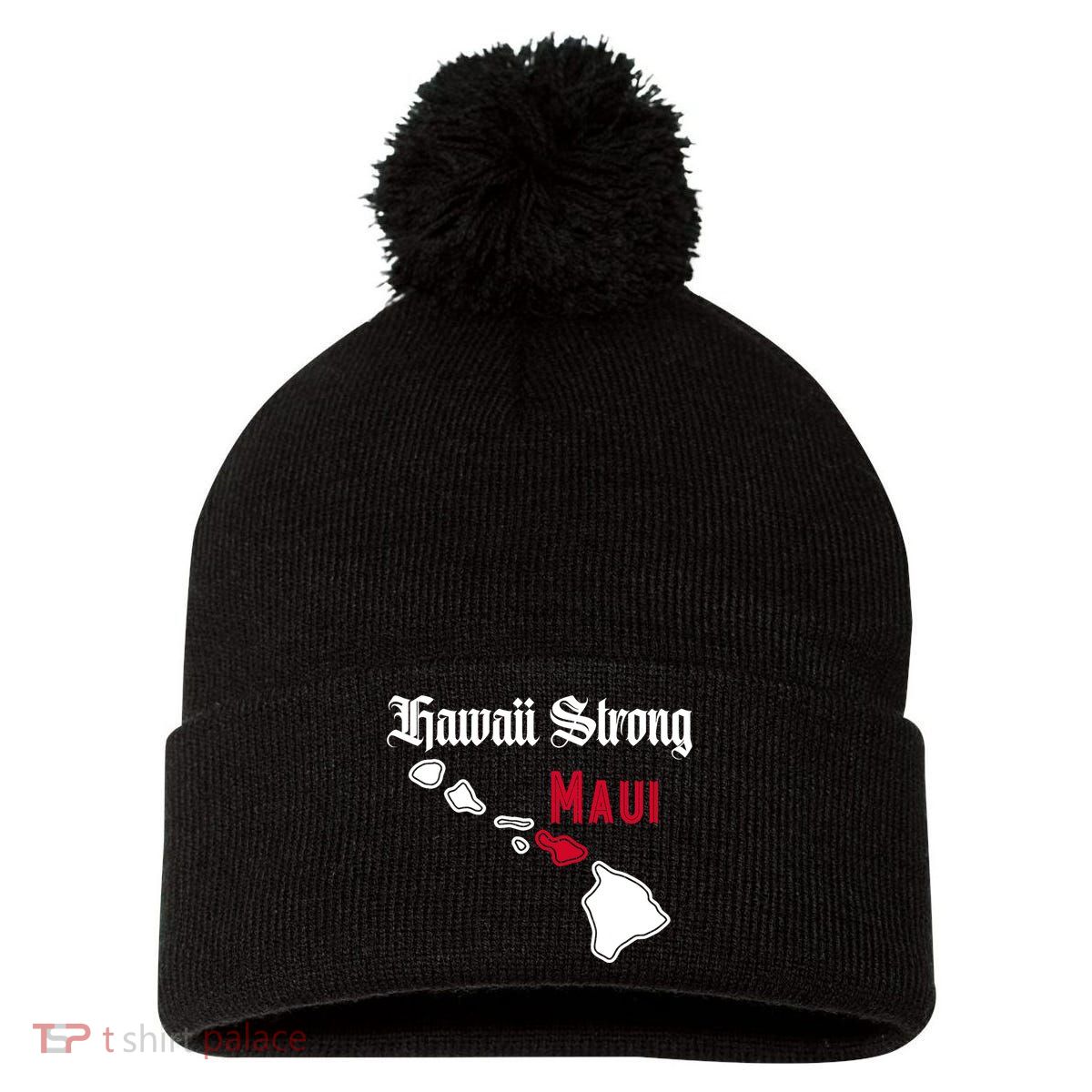Maui Hawaii Strong Hawaii Stay With Maui Hawaii Pom Pom 12in Knit Beanie