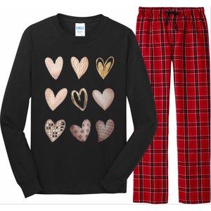 Melanin Hearts Skin Tone Gift Shades Of Melanin Black Pride Gift Long Sleeve Pajama Set