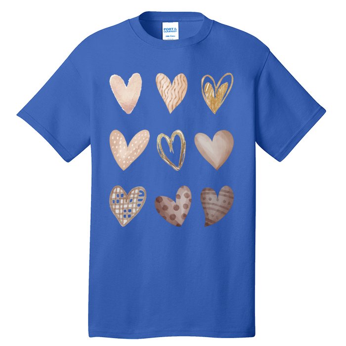 Melanin Hearts Skin Tone Gift Shades Of Melanin Black Pride Gift Tall T-Shirt