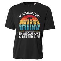 My Husband Strips Wires Lineman and Funny Electrician Cooling Performance Crew T-Shirt