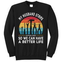 My Husband Strips Wires Lineman and Funny Electrician Sweatshirt