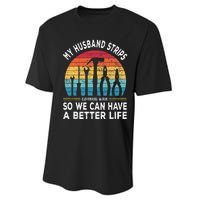 My Husband Strips Wires Lineman and Funny Electrician Performance Sprint T-Shirt