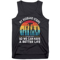 My Husband Strips Wires Lineman and Funny Electrician Tank Top