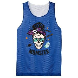 Momster Halloween Skull Mom Messy Hair Bun Mother Momster Gift Mesh Reversible Basketball Jersey Tank