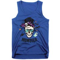 Momster Halloween Skull Mom Messy Hair Bun Mother Momster Gift Tank Top