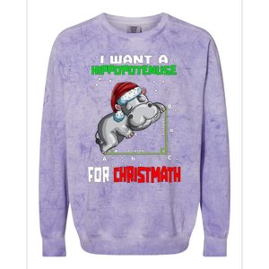 Math Hippopotamus Saying I Want A Hippopotenuse Gift Colorblast Crewneck Sweatshirt