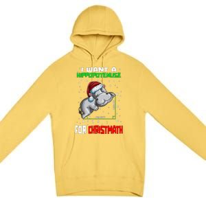 Math Hippopotamus Saying I Want A Hippopotenuse Gift Premium Pullover Hoodie