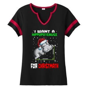 Math Hippopotamus Saying I Want A Hippopotenuse Gift Ladies Halftime Notch Neck Tee