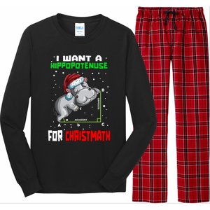 Math Hippopotamus Saying I Want A Hippopotenuse Gift Long Sleeve Pajama Set