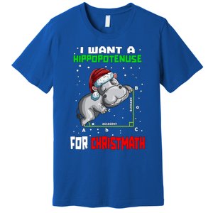 Math Hippopotamus Saying I Want A Hippopotenuse Gift Premium T-Shirt