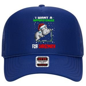 Math Hippopotamus Saying I Want A Hippopotenuse Gift High Crown Mesh Back Trucker Hat