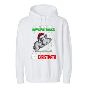 Math Hippopotamus Saying I Want A Hippopotenuse Gift Garment-Dyed Fleece Hoodie