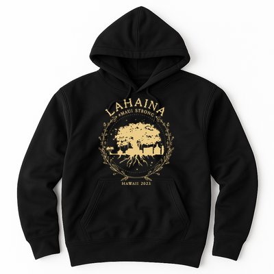 Maui Hawaii Shoreline Supportive Golden Maui Strong Lahaina Banyan Tree Hoodie
