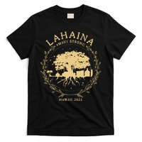 Maui Hawaii Shoreline Supportive Golden Maui Strong Lahaina Banyan Tree T-Shirt