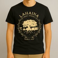 Maui Hawaii Shoreline Supportive Golden Maui Strong Lahaina Banyan Tree T-Shirt