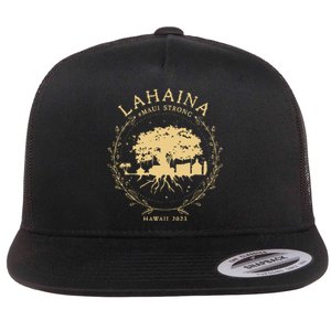 Maui Hawaii Shoreline Supportive Golden Maui Strong Lahaina Banyan Tree Flat Bill Trucker Hat