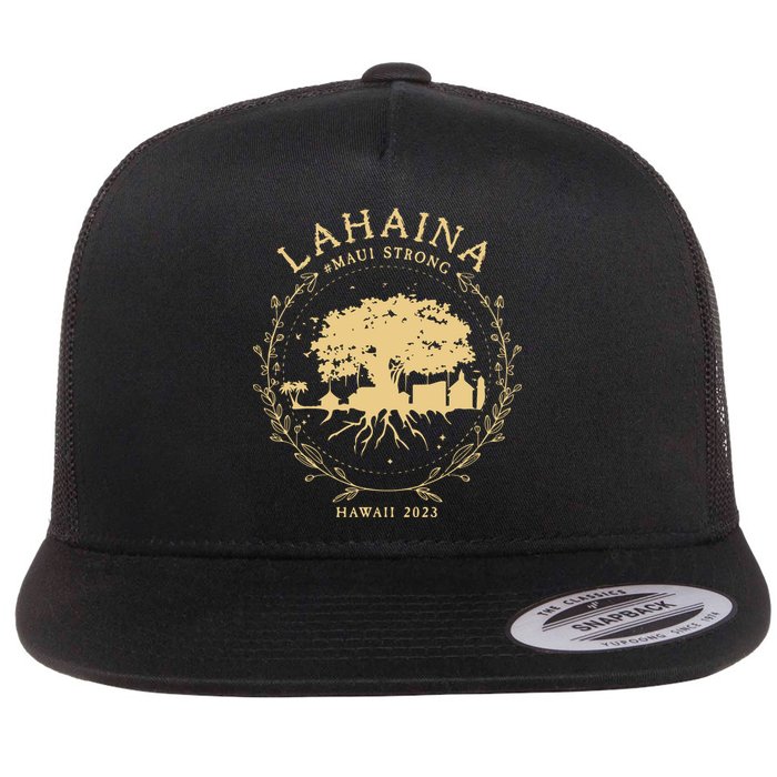 Maui Hawaii Shoreline Supportive Golden Maui Strong Lahaina Banyan Tree Flatbill Hat