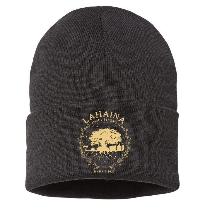 Maui Hawaii Shoreline Supportive Golden Maui Strong Lahaina Banyan Tree Sustainable Knit Beanie